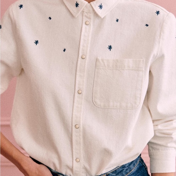 Sezane Tomboy Shirt - Sézane x JCC+ - Embroidered Ecru - Picture 4 of 9